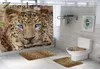 Animal Fur Leopard Douche de douche Mat de bain Ensemble de bain doux pour salle de bain pour salle de bain couvercle drôle de toilettes étanche rideau de salle de bain 26848126