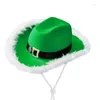 Bérets Gluging Cowboy Hat Furry Brim Santa Night Club Magician Accessoires