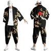 Roupas étnicas japonesas tradicionais budismo imprimem calças quimono homens retrô yukata asiático moda tang terno harajuku hanfu jaqueta
