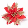Décorations de Noël festives fleurs décoratives étincelantes et paillettes de fleurs artificielles feuilles couleurs argentées dorées pour la couronne d'arbre de Noël