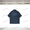 xinxinbuy män designer tee t shirt 2024 Italy brev blomma jacquard denim kort ärm bomull kvinnor grå svart blå khaki m-xl