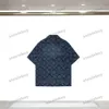 Xinxinbuy Men Designer Tee T Shirt 2024 Włochy Letter Flower Jacquard Jacquard Dżins Botton Women Women Grey Black Blue Khaki S-2xl