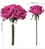 Flores decorativas de 5pcs10 "Buquê de rosa de seda artificial com haste de flor verdadeira flor para casamento dama de dama de dama de peças centrais arranjos