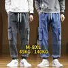 Streting da jogger da uomo da uomo più dimensioni da uomo hip hop streetwear multipli tasche allungate pantaloni in denim in cotone pantaloni larghi 8xl 240424