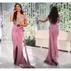 Tamaño grande NUEVA Moda Dubai Arabic Blush Pink A-Line Prom Vestidos de fiesta de lado alto Sweing Train Vestido formal Vestidos Vestidos 2024 0430