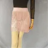 Scen Wear Latin Dance Women's Short Kirt Vuxen Tassel Dress Practice/Stage Costume Performance Three-Layer Chacha