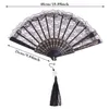 Dekorative Figuren Gothic Court Dance Hand Fan Lolita Feder falten japanische süße Fairy Girl Dunkle Kunsthandwerk Geschenk Hochzeitsfeier