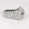 Relógio de pulso masculino elegante com diamantes moissanitas de aço inoxidável, com clareza de VVs aprimorados e testador de diamante passante