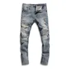Męskie dżins w stylu vintage z rozerwanymi trudnymi wyblakłymi dżinsami wydrukowane wysokiej klasy mody streetwearu Hip-Hop Streetwear Dżinsy 240419