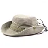 Beretten Outdoor Bucket Hat Men Summer Ademblage Cap Jungle Fishing Mesh wandelen Beach Zon Protector Caps voor Gorras Para Hombres