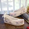 Casual Shoes Veowalk Winter Women Cotton Fabric Hanfu With Warm Faux Fur Lining Ankle Strap Chinese Embroidered Pointy Flats Vintage