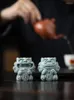 Tea Pets 2pcs Stone Animal Sculpture Cute Lion Pet Ornaments Creative Fortune Feng Shui Decoration Table Decorative Crafts