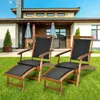 Camp Meubles Chaise salon de terrasse en bois avec repose-pieds rétractables et conception de rotin pliable extérieur de la piscine Balconie