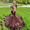 مثير الشوكولاتة VEET Mermaid Prom Virts for African Women 2024 Beded Plus Size Birthday Party Barty Vestidos de Fiesta 0431