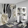 Élégant et à la mode perles et diamants Fantasy Bouquet 3D Curtain de douche de style avec tapis de bain Set Home Bathroom Decor 240429