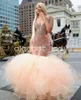 Champgne Blush Sparkly Prom Formal Gala -jurken voor zwarte meid
