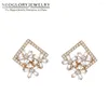 Boucles d'oreilles étalon neoglory charme cz fleurs blanches en carre