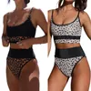Women's Swimwear 2024 Womens Leopard Print Bikinis Set Two Pieces Split Swimsuit Tummy-Control Bathing Suit For Tropical Vacations Surfing