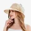 Широкие шляпы летняя соломенная ведро для женщин с цветочной шляпой для душа листья
