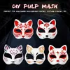 510Pcs Japanese Mask Half Face Handpainted Cat Anime Demon Slayer Masquerade Halloween Festival Cosplay Prop 240430