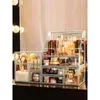 Cosmetische organizer badkamer organizer/stapelbare 2-delige ladeset opslag/antieke aanrechtkoppeltafel make-up doos spiegel ss schoonheid display Q240429