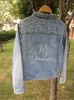 Benutzerdefinierte gestickte Jean Jackets Frauen Party Personalisierung Frau Namen gestickt Pearl Denim Jacke Braut Personalisierte Hochzeit 240416