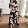 Повседневные платья Volalo Spring Awomm's платье Womne's платье Bohomia цветочное принт Maixi Fashion Reln Reln Tunic Boho Eveing ​​Party Midi Vestido