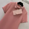Basic & Casual Dresses designer Early spring and summer new style dress with a lapel short sleeves for slimming effect. Heavy duty diamond studded beaded side pocketsIJ