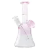 Glassvape666 GB102 About 7.87 Inches Height Pink Glass Water Bong Dab Rig Smoking Pipe Bubbler 14mm Male Dome Bowl Down-stem Quartz Banger Nail