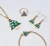 Bedelarmbanden meisjes Xmas sieraden cadeau kerst eland boom kerstman ketting oorbellen armband ring 4 in 1 set hele3661019