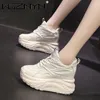Casual Shoes 2024 Hollow High Heels 10cm Sneakers Chunky Autumn Spring Platform Wedge Fashion Breathable Women Summer