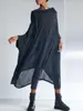 Party Dresses Casual Plain Cowl Neck Half Sleeve Asymmetrical Hem Midi Dress Sexig Pleated Tank Summer Chiffon High Street Fashion