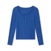 Magliette da donna magliette blu vintage t-shirt primaverili per pulllouver a autunno slim