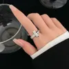 Designerring für Frau Tiffanybead Ring Luxus Liebesring t Family Ring di Familie High Version Wide Hälfte Diamant Set Ring vereinfacht T-förmig