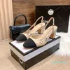 2024 Women Fashion Canvas Coarse Tweed Ballet Shoes Summer Goatkin Grosgrain Back Women Sandals