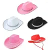 Berets Western Filt Cowgirl Hat met pailletten Brim Wedding Party voor volwassen casual