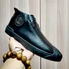 Scarpe casual Sneaker da uomo punk Street British Stivali in stile British Stivali da uomo Piattaforma piatta flat nero con cerniera alta per maschio A10
