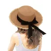 Chapéus largos com borla Tassel renda fêmea arco bowknot straw chapéu verão mulheres senhoras lhures casuais fita solar protetora solar para praia 2024
