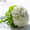 Decorative Flowers Bridal Bouquet Supplies Wedding With Bead White Bridesmaid Accessories