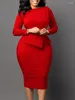 Casual Dresses Women Elegant Dress Bodycon Long Sleeves Peplum Ruffles Spring Package HIp Classy Office Ladies African Summer Gowns Female