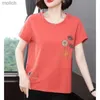 女性用Tシャツレジャーソリッドラウンドネック刺繍トップサマーレディースファッショナブルでシンプルな短袖の花柄の女性TシャツWX