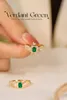 Cluster Rings KUGG 18K Yellow Gold Luxury Shiny Design Natural Emerald Real Diamond Engagement Ring For Women High Wedding Jewelry