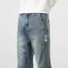 Heren jeans zomer nieuwe ultra dunne los rechte jeans lyocell comfortabele broek Koreaanse mode retro blauw en zwarte jeans J240429