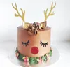 Other Event Party Supplies 1set Merry Christmas Cake Topper Cute Gold Deer Elk Antlers Eyes Toppers For Kids Birthday Xmas Year 3103965