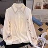 Bluzki damskie koszule uwikłane kobiety są dopasowane eleganckie kobiety bluzki bluzki damski biały kwiat odzież szyfonowa 2405