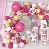 Rosa Ballon Girlande Erzkit Schmetterling Aufkleber rosa Gold Latexballons für Geburtstag Hochzeitsfeier Babyparty -Dekorationen 240429