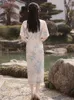 Etnische kleding traditionele Chinese vrouwen oosterse dagelijkse jurk elegante split qipao vintage bloemenprint cheongsam