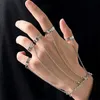 Kedja punk geometrisk silver färgkedja handledsarmband för män kvinna ring charm armband set mode smycken gåvor pulsera mujer