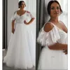 Robe de mariée blanche plus taille une ligne sexy en V STACHES DE LA BOURNE SUPPORT