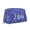 Sacs de cosmétiques Zeta Phi Beta Imprimé grand sac de maquillage en cuir Femmes Voyage de toilette Pouche de rangement multifonctionnel portable cadeau